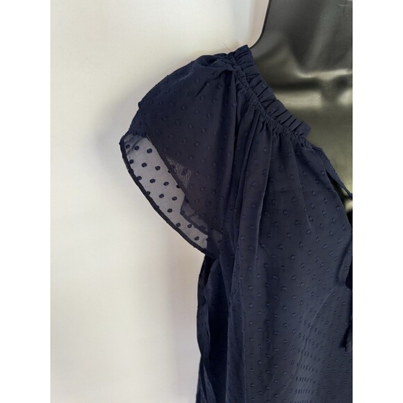 Revolve La Ven NWT Women’s Navy Blue Swiss Dot Blouse Size Small - Picture 3 of 7